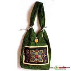 Jhola Bag , Hand stiched- Green