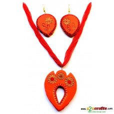 Terracotta Jewellery - Orange flower