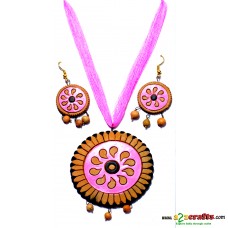 Terracotta Jewellery ,pink round