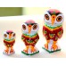 Set of 3 owl( small)-  wooden, hand painted