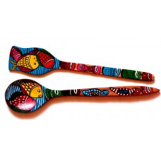 Serving Spoon - wooden , hand painted